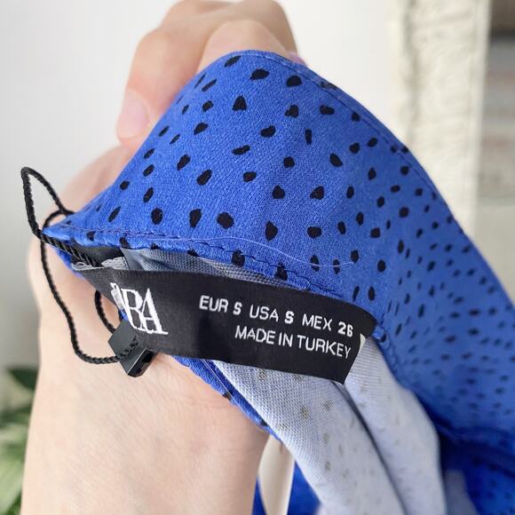 Zara Satin Side Slit Spotted Midi Skirt - Picture 9 of 12